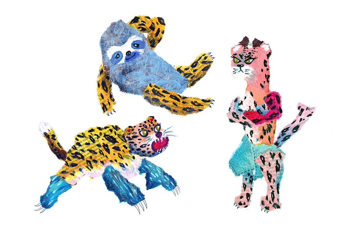 豹與樹懶繪本角色設計稿