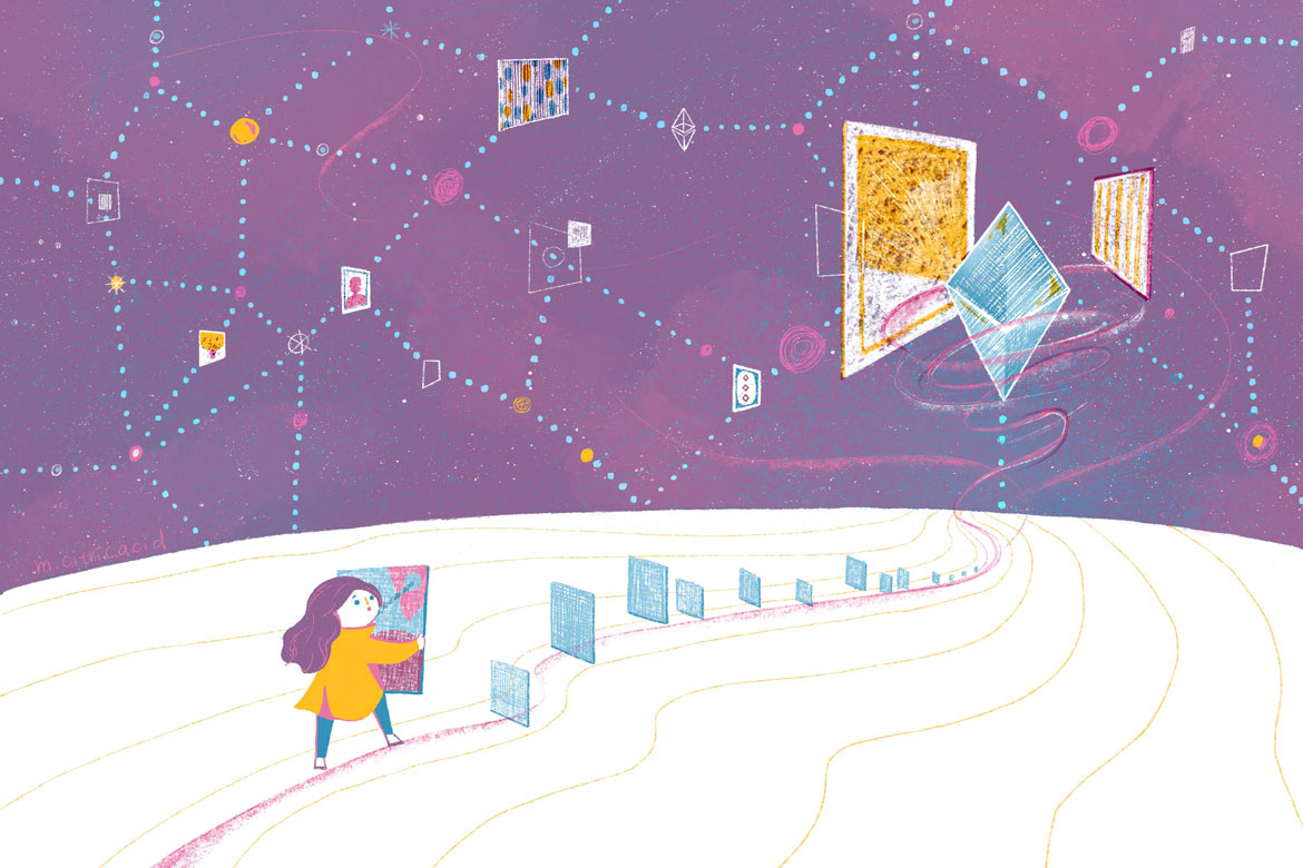 女孩與NFT加密藝術
