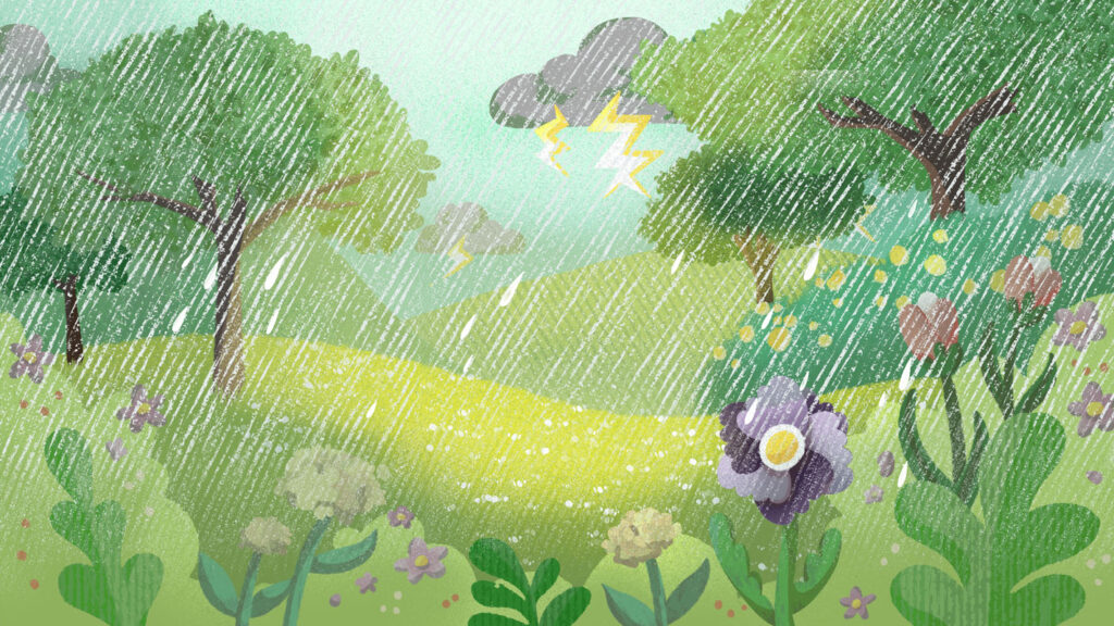 音樂劇舞台插畫-春雨